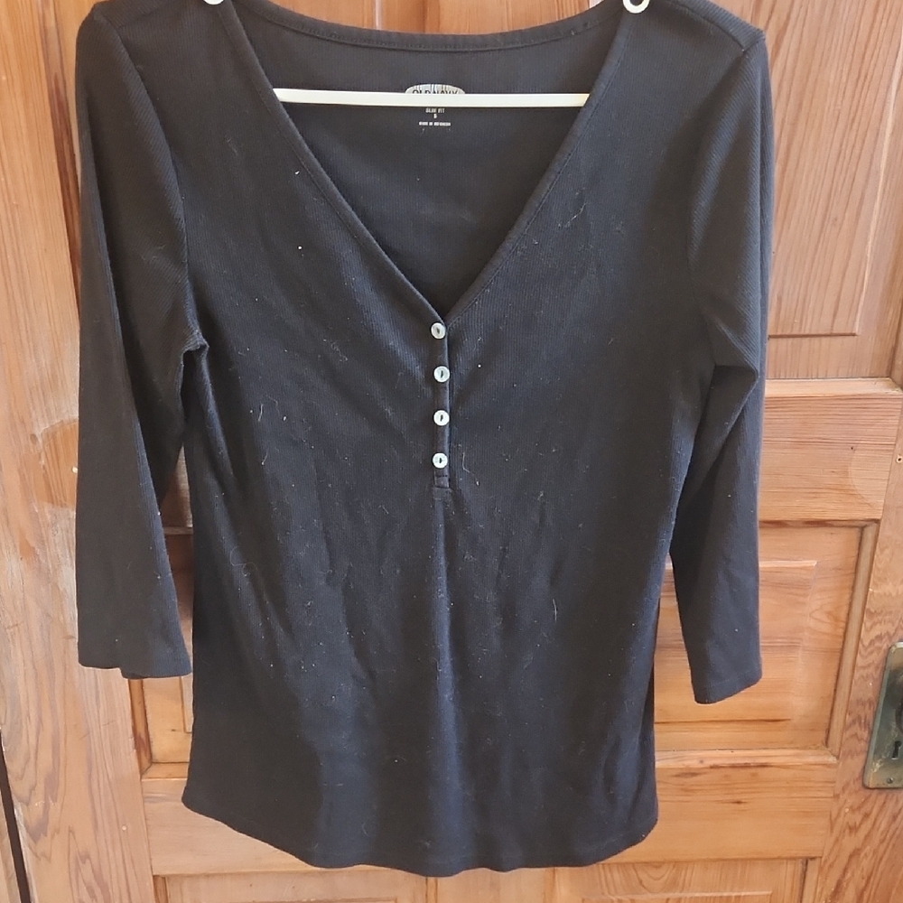 Black Button-Up Women's Top